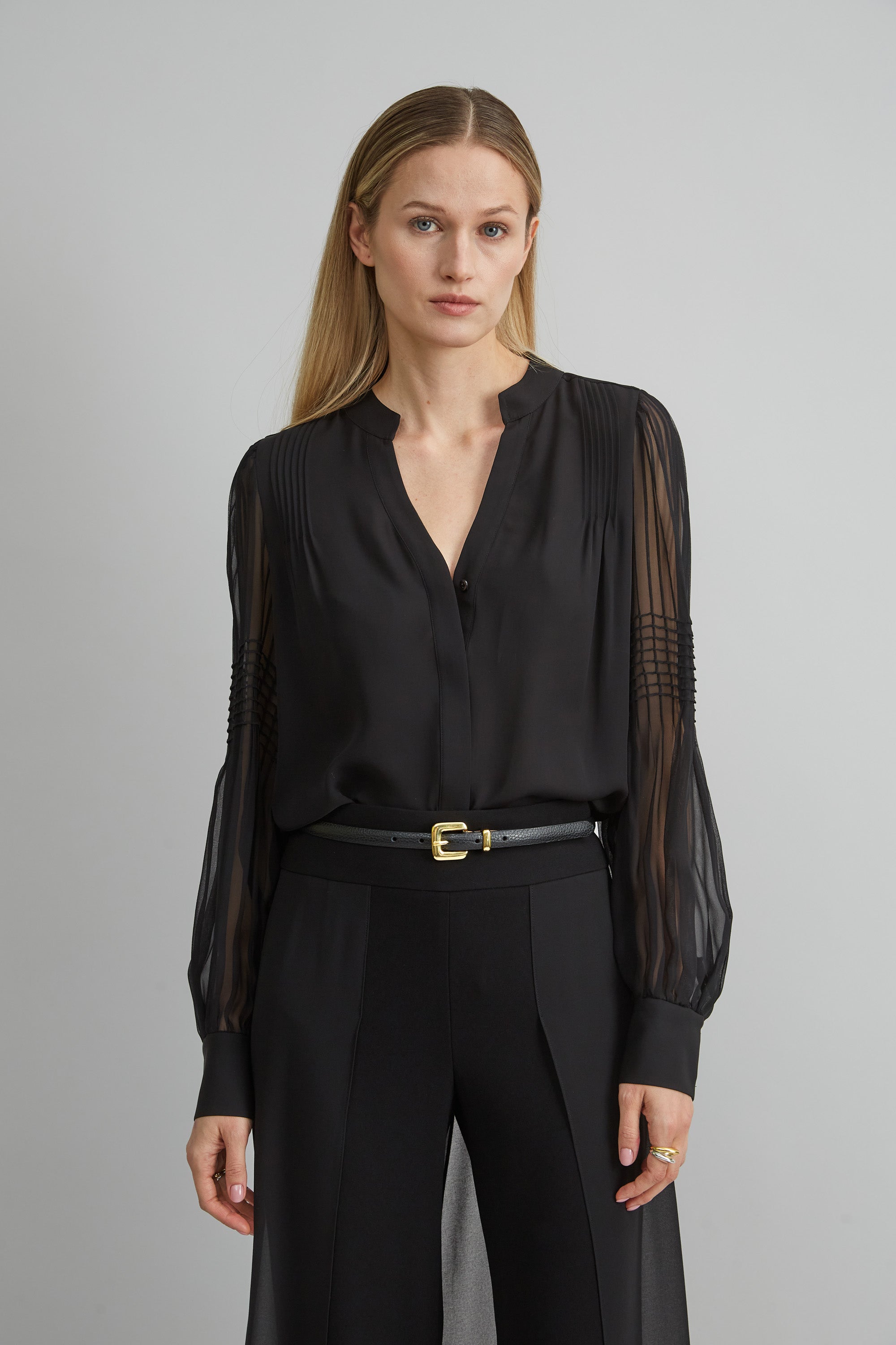 Elegant Chiffon Button Down Shirt for Women - Flowy Blouse with Long Sleeves - Perfect for Office, Date Night & Spring Outfits