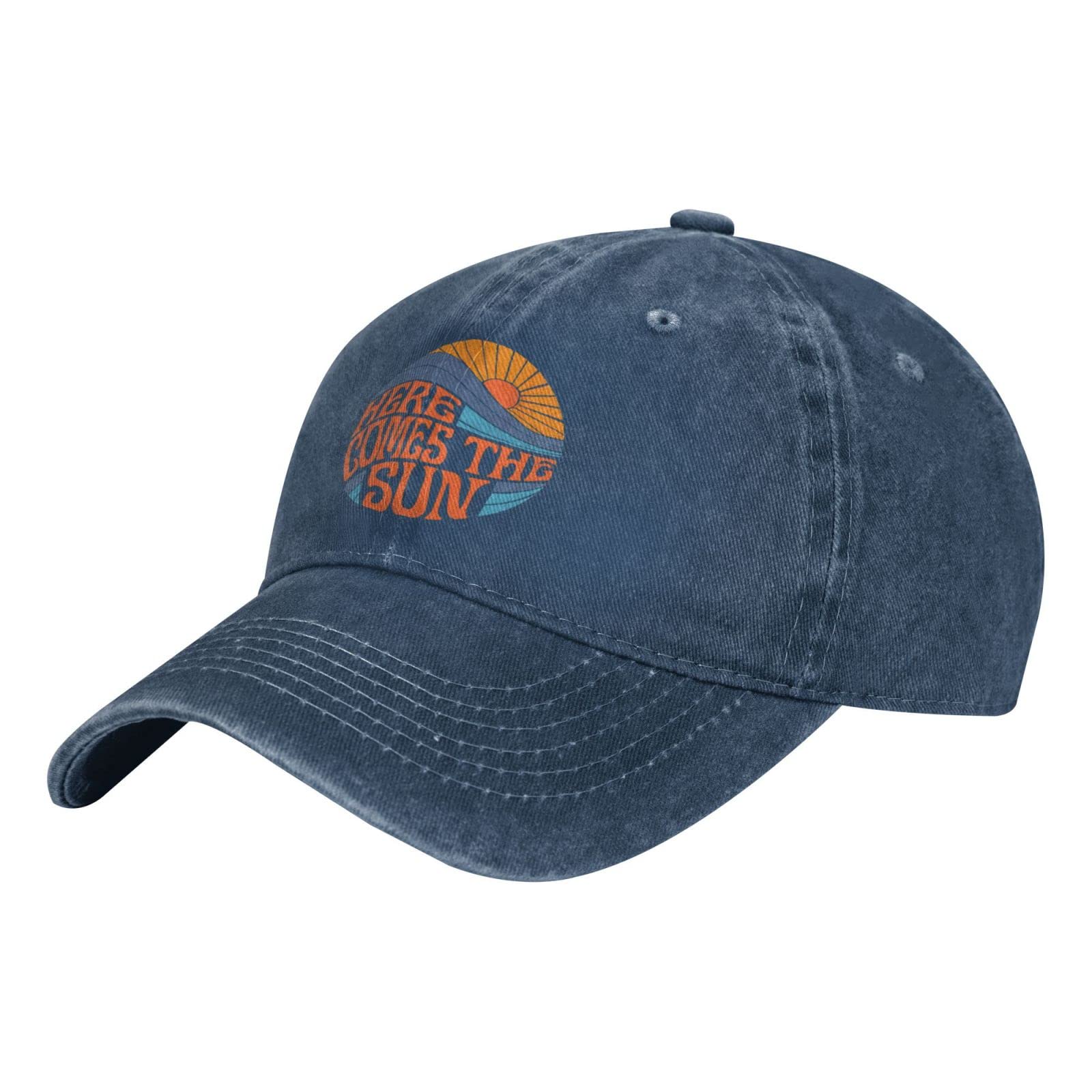 Here Comes The Sun Baseball Cap - Unisex Adjustable Dad Hat, Cowboy & Trucker Style with Ponytail Hole - Perfect for Outdoor Activities, Sports, and Casual Wear - Black
