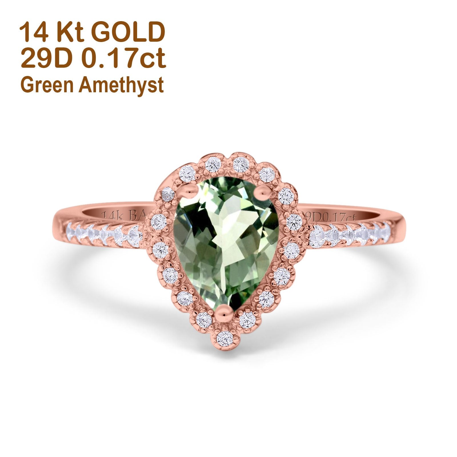 14K Gold 1.42ct Teardrop Pear Halo Diamond Engagement Ring - 8mmx6mm G SI Quality, Elegant Wedding Band for Proposals, Anniversaries & Special Occasions