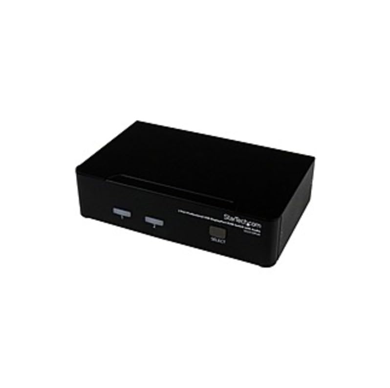 StarTech.com 2 Port USB DisplayPort KVM Switch with Audio - Control 2 PCs from 1 Console, 4K DisplayPort Video, USB Keyboard & Mouse Sharing - Perfect for Home Office & Multi-Computer Workstations (Renewed)