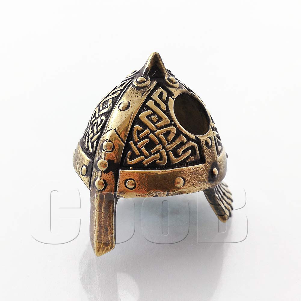 Viking Skull Paracord Bead - Handmade Metal Pendant for EDC & Knife Lanyards - Outdoor Survival Gear
