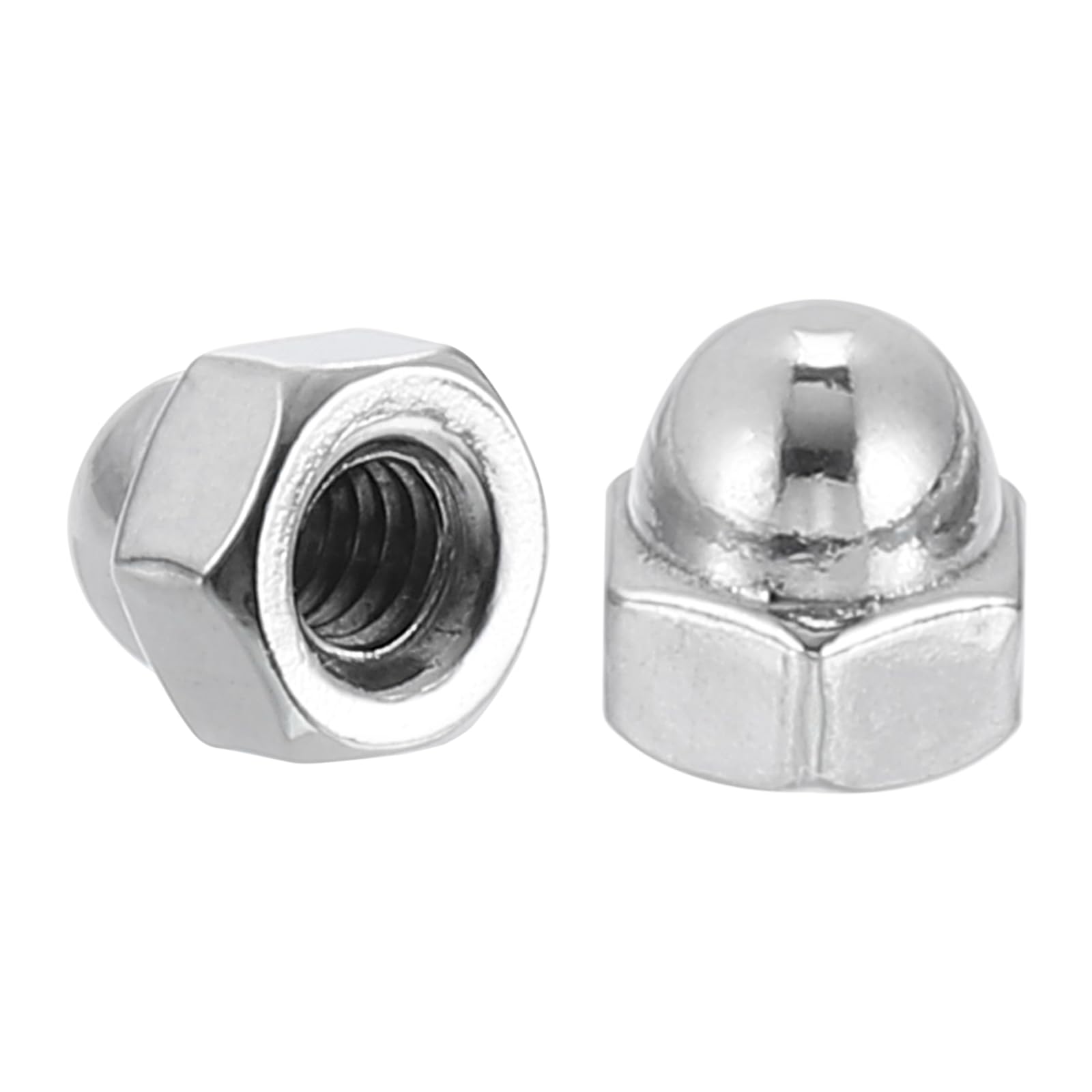 uxcell #8-32 Acorn Cap Nuts, 20Pcs 304 Stainless Steel Dome Cap Head Hex Nuts for Bolt Cover - Rustproof Hardware Fasteners for Furniture, Automotive & DIY Projects (Silvery Finish)