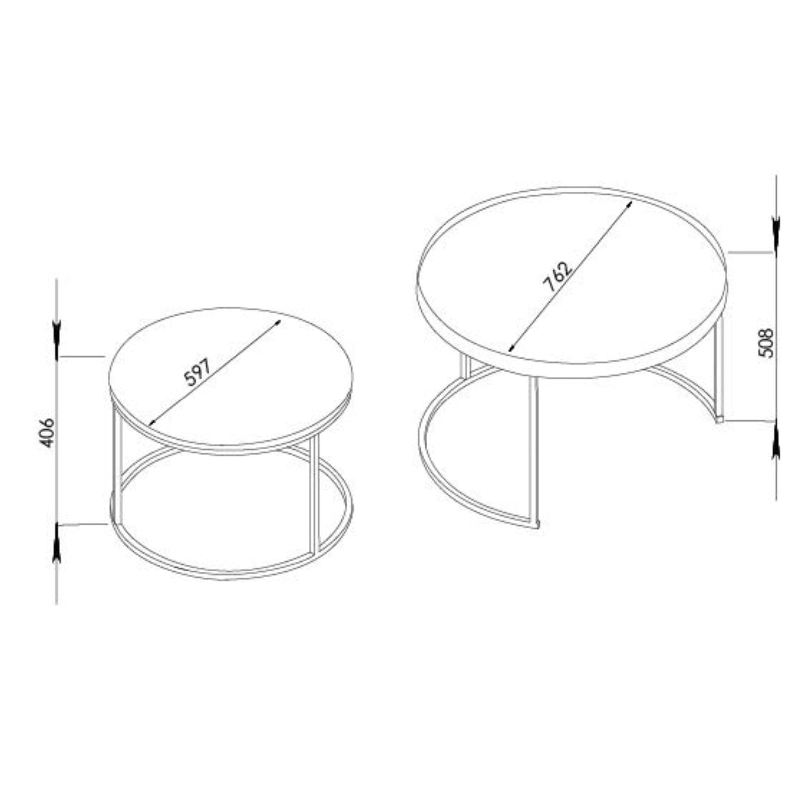 Modern Nested Coffee Table Set - White Marble Look Top with English Oak Base & White Frame - Contemporary Living Room Furniture for Small Spaces | Perfect for Apartments, Condos and Cozy Home Decor