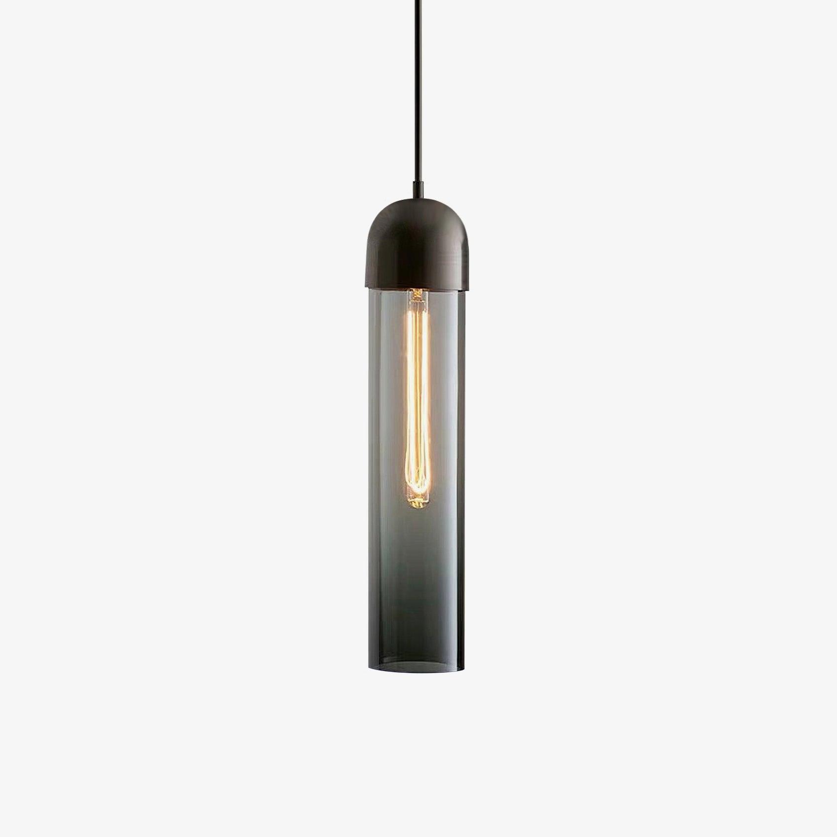 Modern Glass Cylindrical Pendant Light - Sleek Hanging Fixture for Kitchen Island, Dining Room & Bedroom Lighting