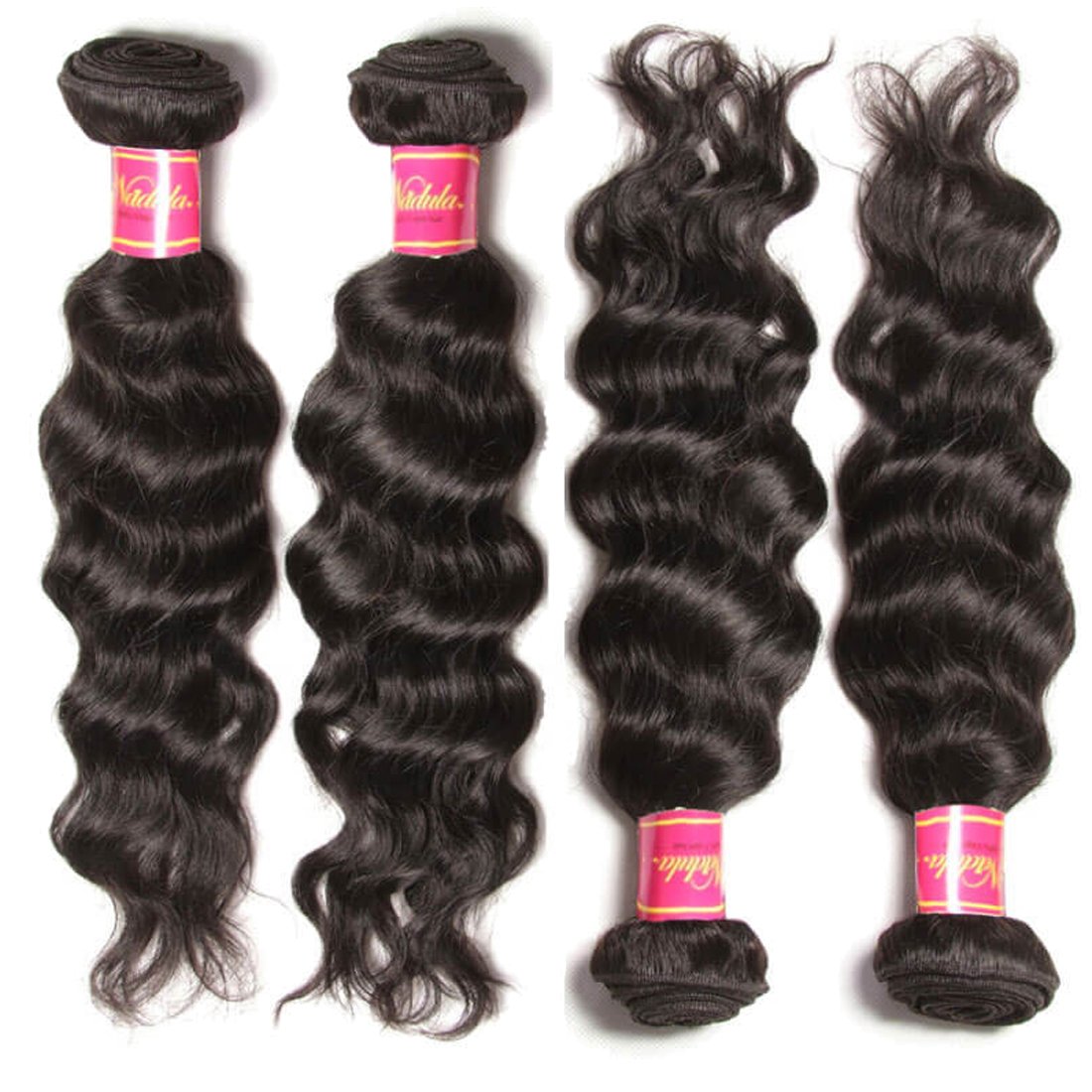 Nadula Brazilian Natural Wave Remy Virgin Human Hair Bundles - 3 Pack Unprocessed 100% Human Hair Extensions (20 22 24 Inch) for Styling & Volume | Perfect for Weaves, Wigs & Hair Extensions