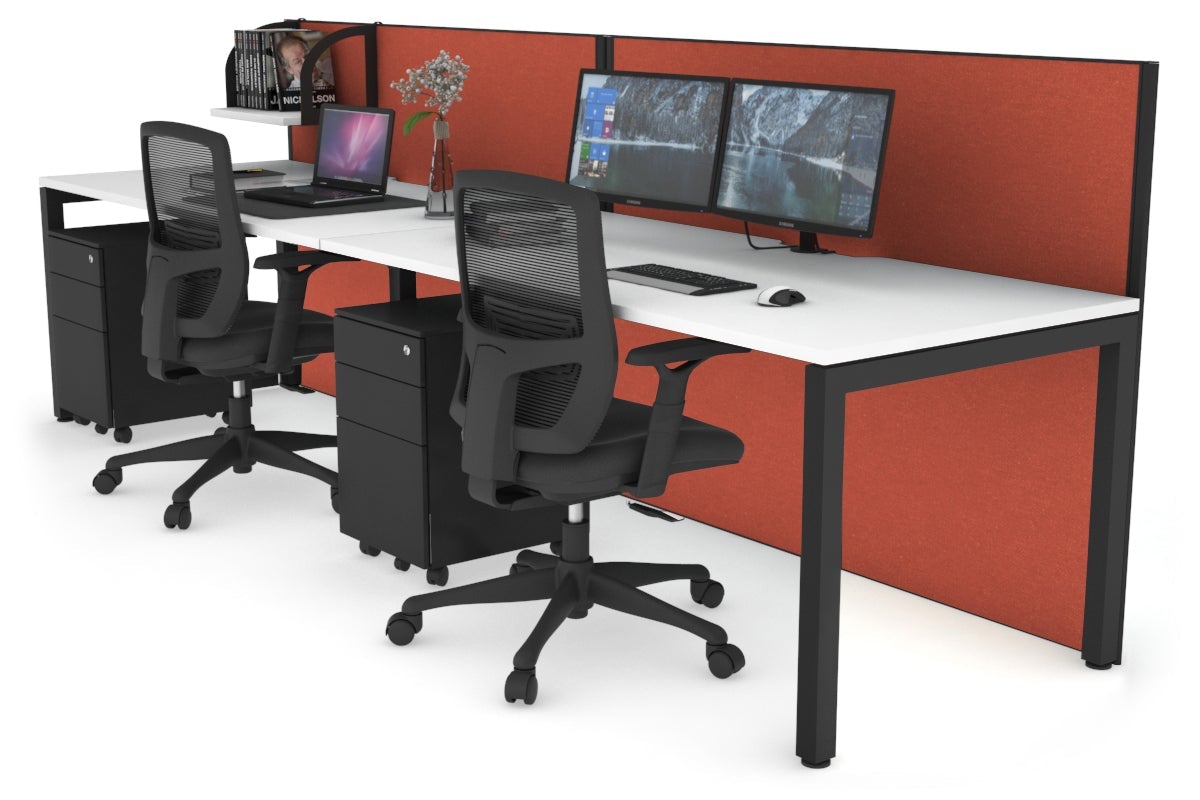 Horizon Quadro 2 Person Office Workstation with Square Legs - 1400L x 800W Dimensions, Cable Management Scallop - Perfect for Shared Workspaces & Collaborative Office Environments