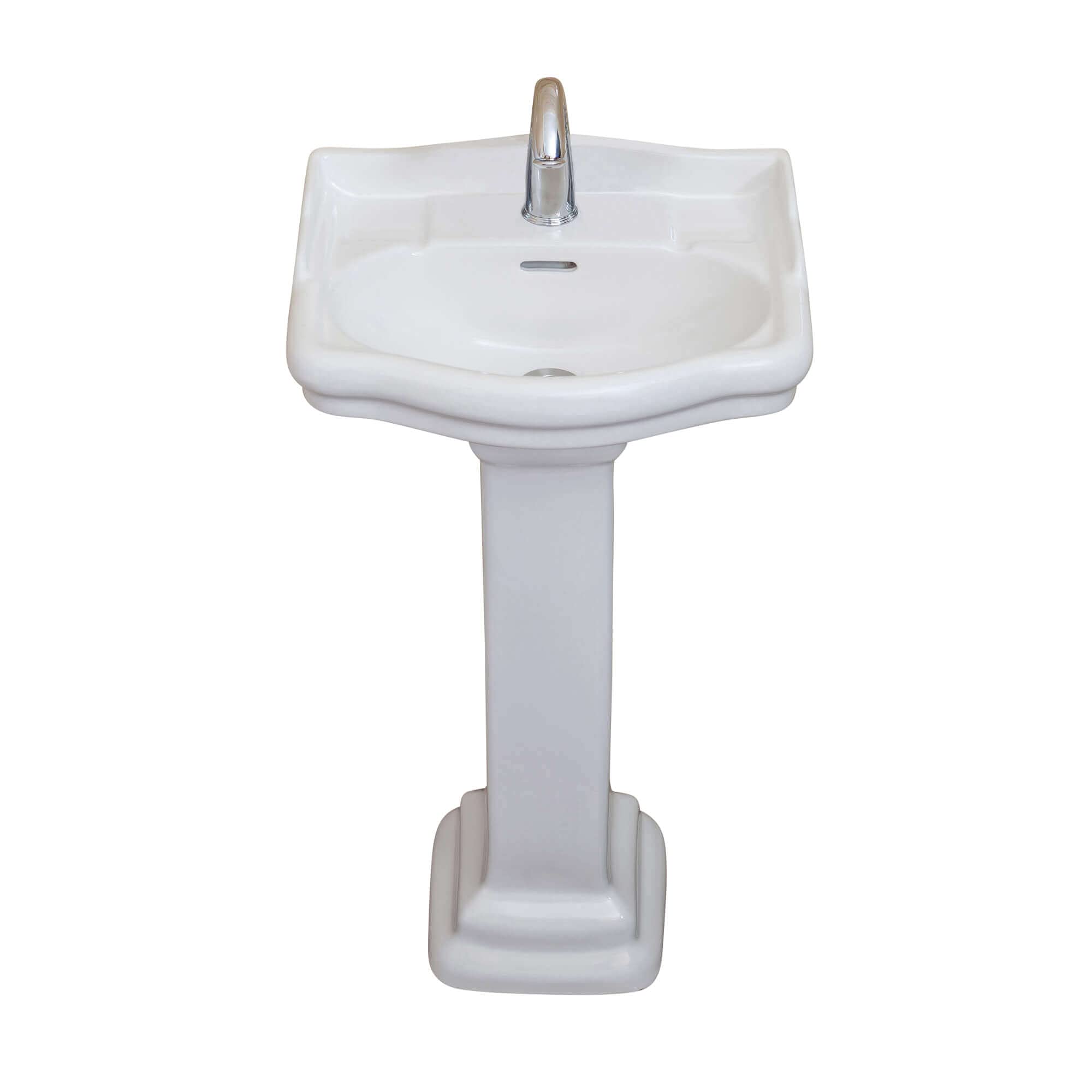 Fine Fixtures Roosevelt 18-Inch Pedestal Bathroom Sink - Durable Vitreous China Ceramic Small Sink with Single Hole Faucet - Perfect for Modern Bathrooms, Powder Rooms & Small Space Solutions