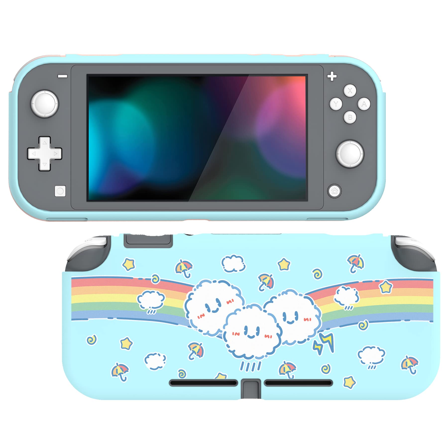 PlayVital Rainbow on Cloud Custom Protective Case for Nintendo Switch Lite - Soft TPU Slim Shockproof Cover with Anti-Scratch Design | Perfect for Gaming, Travel & Everyday Protection