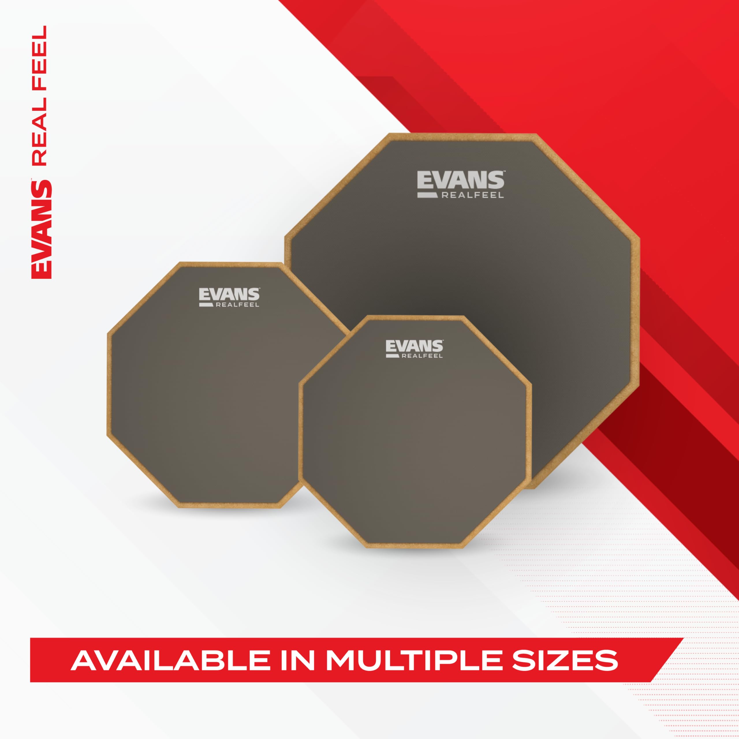 Evans RealFeel 12 Inch Single-Sided Drum Practice Pad - Premium Gum Rubber Drum Pad for Drummers - Perfect for Quiet Practice, Studio Sessions & Drum Training