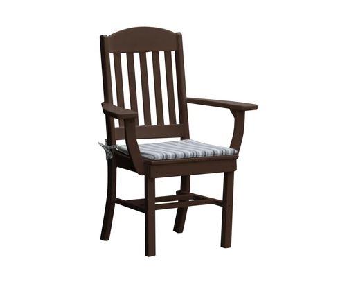A & L Furniture Classic Dining Chair with Arms - Sturdy Wooden Dining Room Chair for Kitchen, Restaurant, and Home Decor