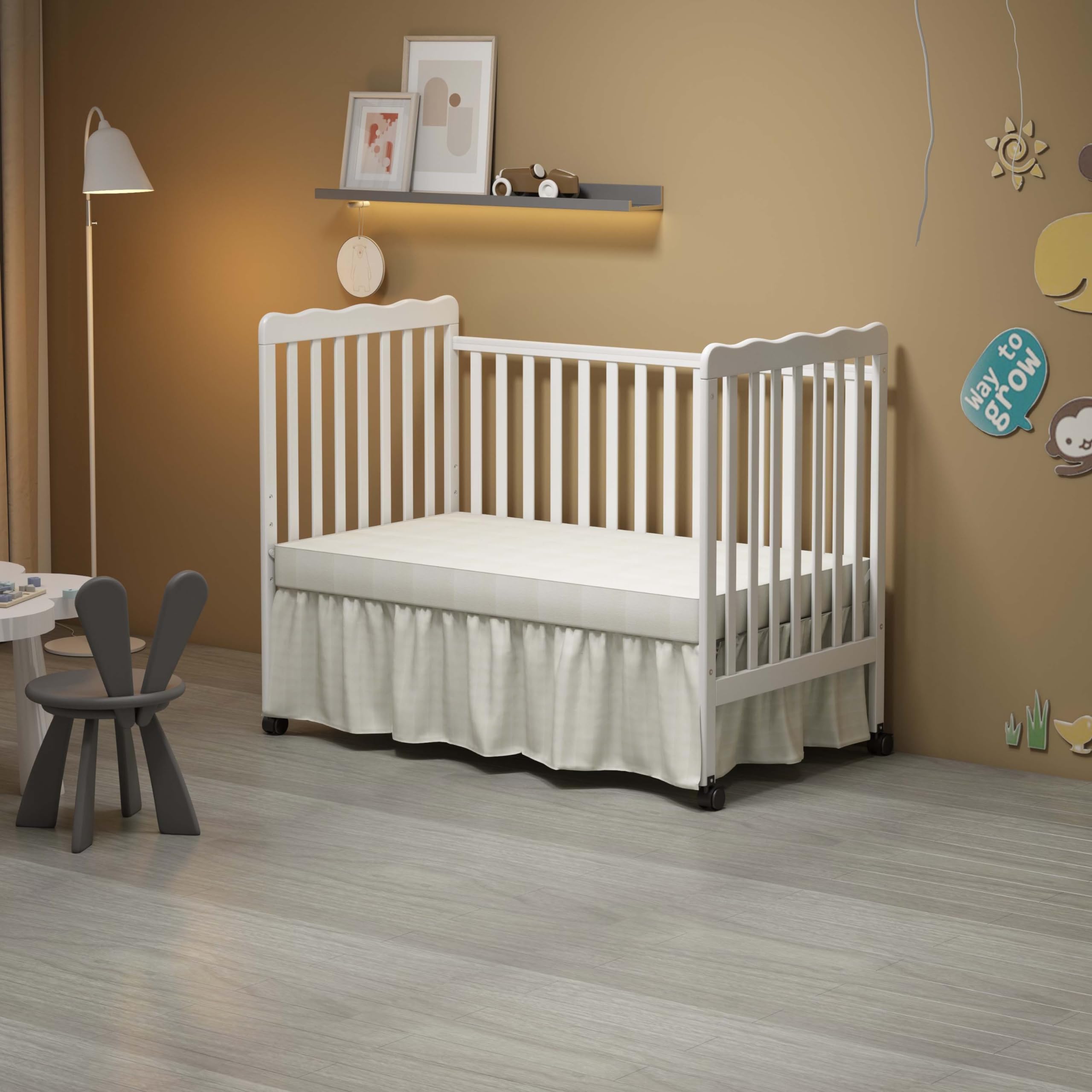 **3-in-1 Convertible Full Size Baby Crib with Locking Wheels & Adjustable Mattress Height – White | Safe & Portable Nursery Crib for Infants & Toddlers | Perfect for Home, Daycare & Travel**