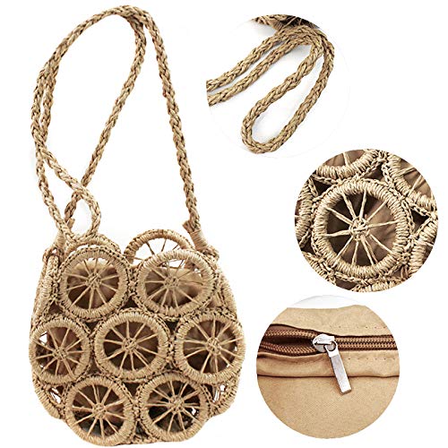 Van Caro Handwoven Cotton Straw Shoulder Bag - Crochet Tassel Bohemian Beach Purse for Women | Summer Vacation, Travel, Shopping & Casual Outings