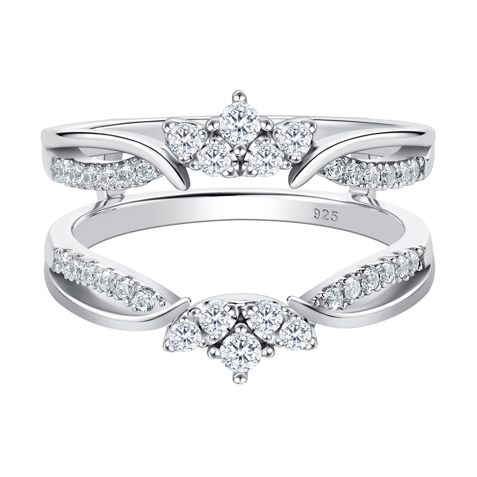 SHELOVES Rose Gold Plated Ring Guard Enhancer for Engagement Rings - AAAAA Cubic Zirconia 925 Sterling Silver Size 5-12 - Perfect for Bridal Jewelry, Wedding Bands & Anniversary Gifts