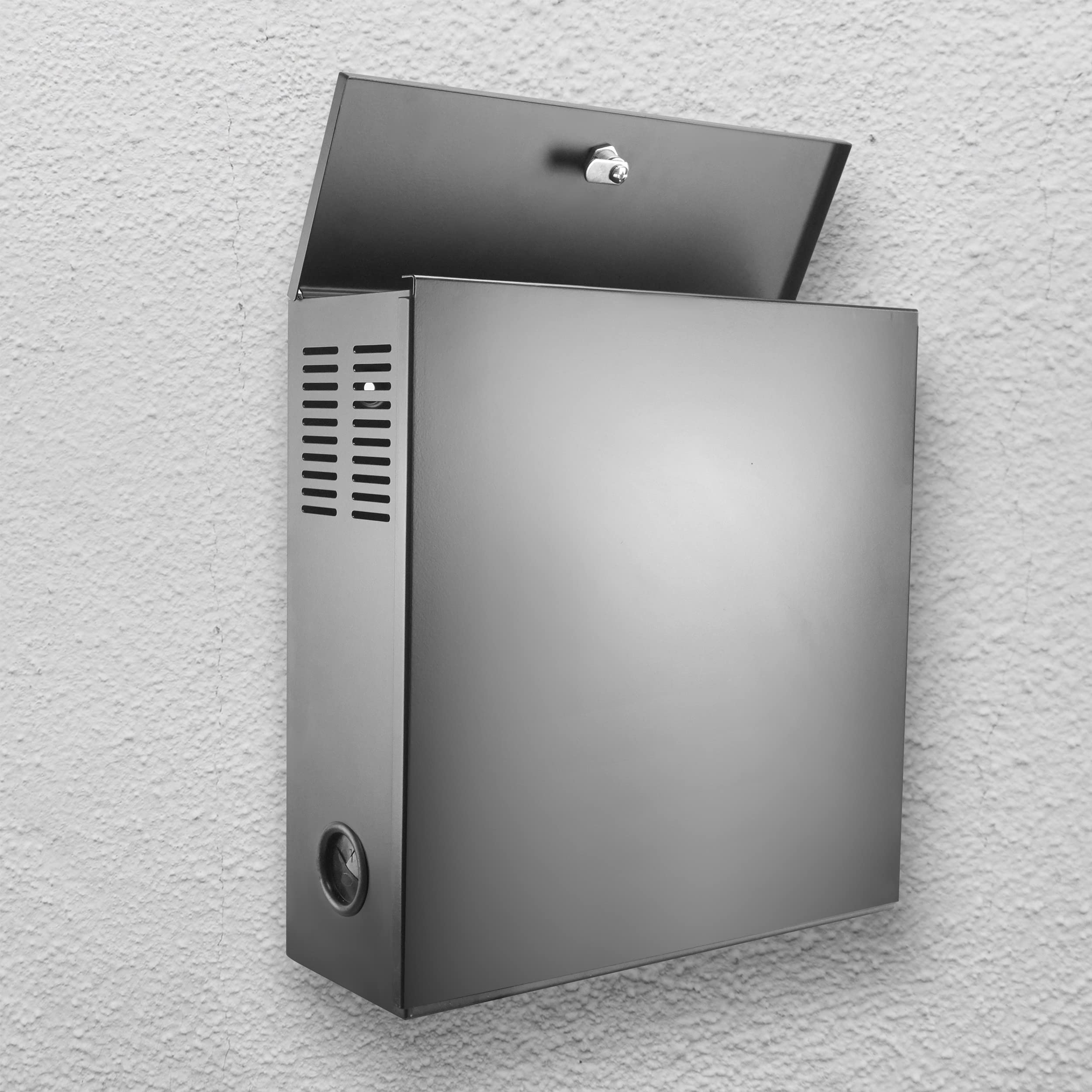 15.5 x 15.5 x 5.5 Inch Heavy Duty DVR Security Lock Box with AC Fan & Removable Lid - 18 Gauge Steel Storage Locker for DVR Equipment & Security Camera Enclosure - Ideal for Home, Office & Commercial Surveillance Systems