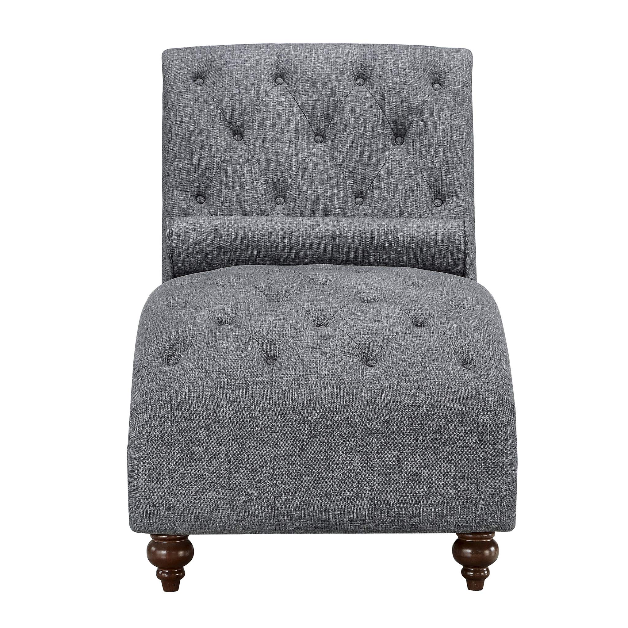 Homelegance Velvet Chaise Lounge Sofa - Modern Gray Upholstered Living Room Furniture for Relaxing & Reading | Perfect for Small Spaces & Apartment Decor