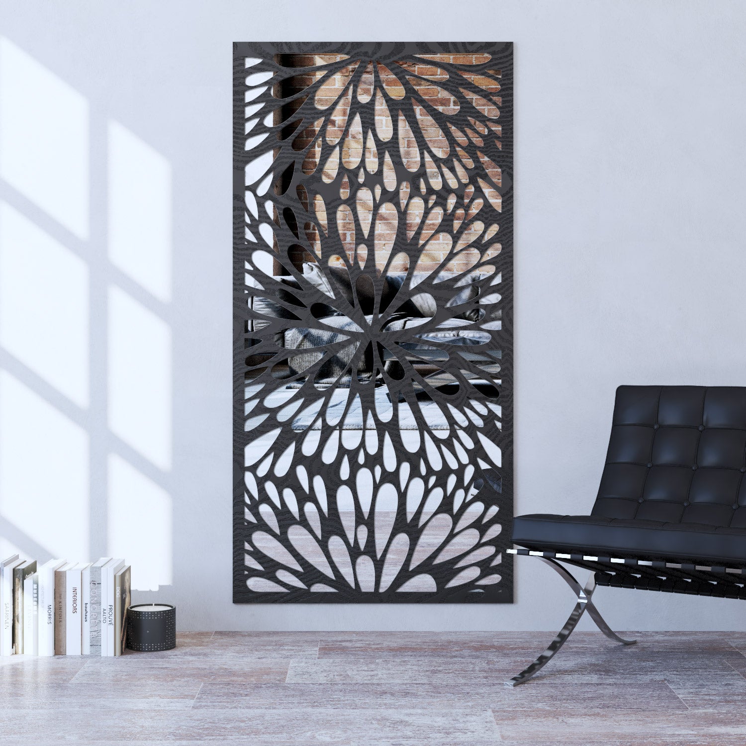 Decorative Wall Mirror Panel for Indoor Home Decor - Elegant Blossom Design for Living Room, Bedroom & Entryway
