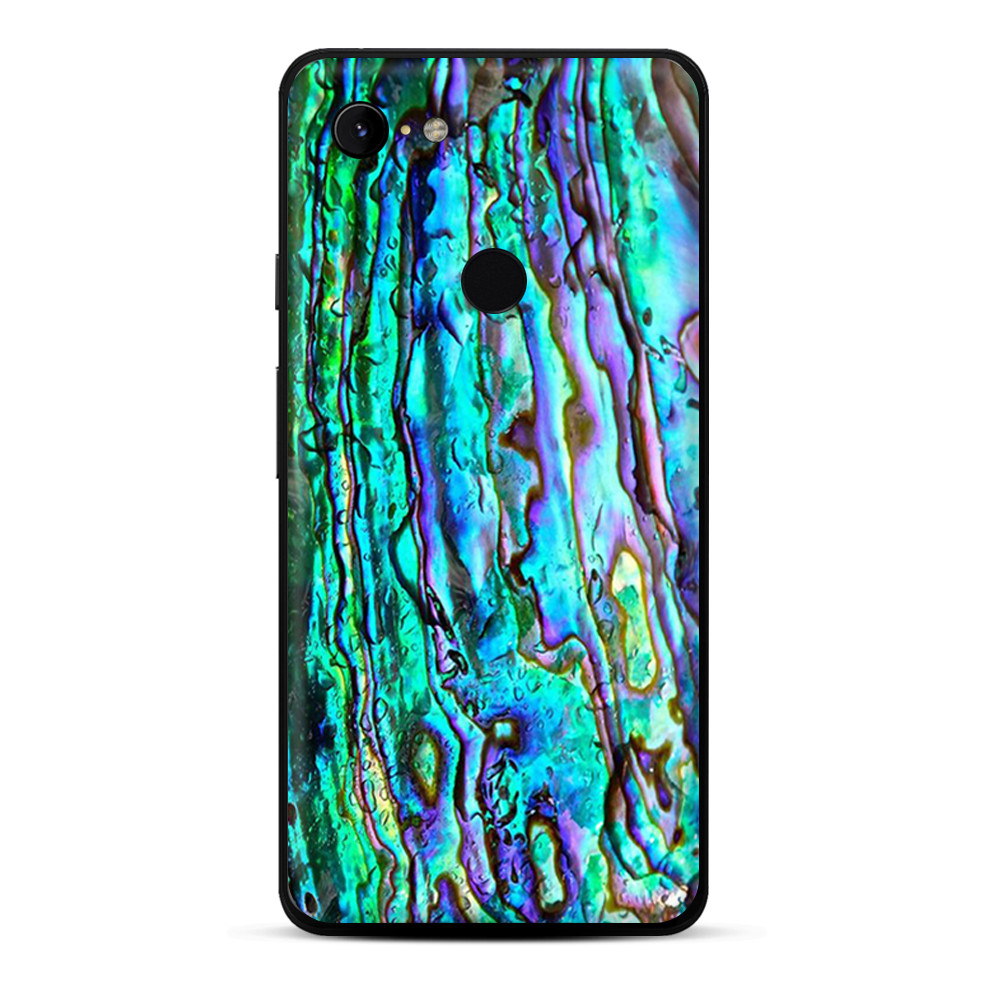 Premium Abalone Ripples Green Blue Purple Phone Case for Google Pixel 3XL - Durable Protective Cover with Stylish Shell Design | Perfect for Everyday Use, Travel & Outdoor Activities