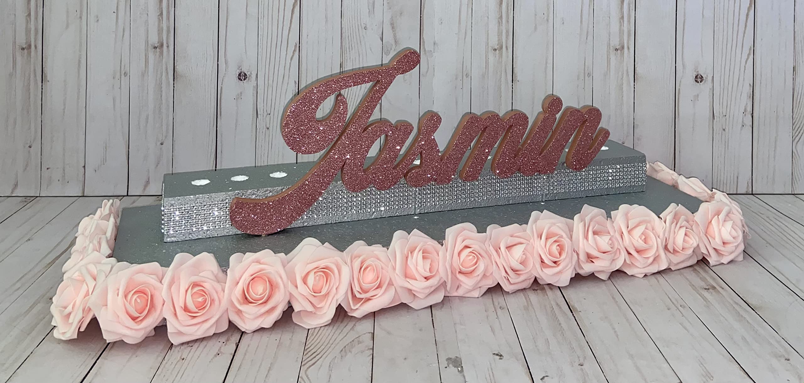 Elegant Sweet 16 Candelabra with Glitter Name & Floral Decor - Perfect for Bar Mitzvah, Bat Mitzvah, Candle Ceremony & Name Stand - Beautiful Candle Holder for Birthday Celebrations & Special Events