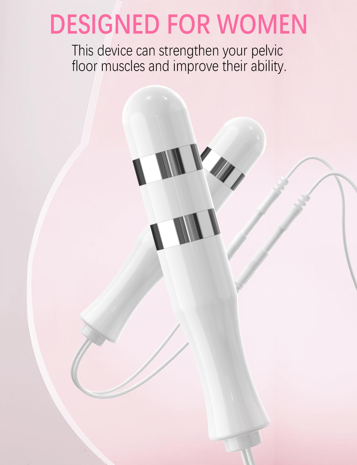 Electric Kegel Exerciser for Women - Pelvic Floor Muscle Strengthening Device, Incontinence Treatment, Pink - Postpartum Recovery & Bladder Control Support