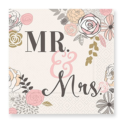 Premium Mr. and Mrs. Wedding Napkins - Elegant Luncheon Paper Napkins for Bridal Showers, Receptions & Anniversary Parties - 50 Count Pack