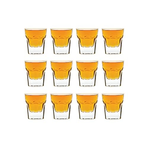 Vikko 1 Ounce Shot Glasses - Set of 12 Durable Mini Liquor & Espresso Glasses for Tequila, Whiskey & Cocktails - Perfect for Home Bars, Parties & Restaurants (Maracco)