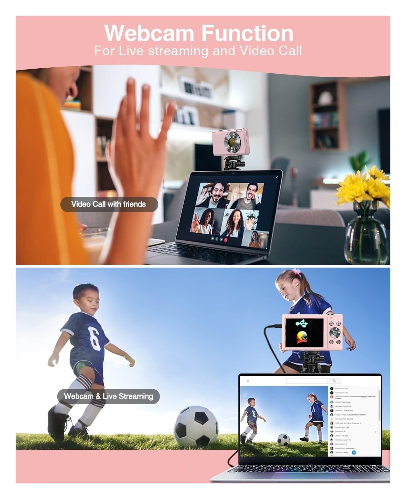 2.7K Digital Camera with Autofocus - 48MP HD Vlogging Camera for YouTube, Large Screen Camcorder for Kids & Adults, Perfect for Travel Photography, Blogging and Family Events (DC402AF-B1)