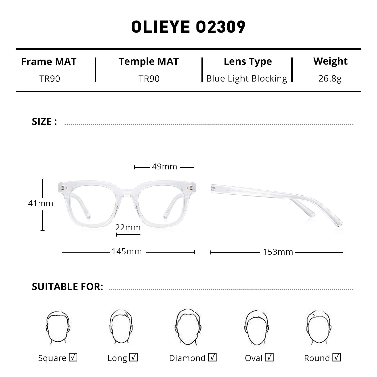 Blue Light Blocking Glasses for Computer & Gaming - Anti Eye Strain Glasses for Women & Men - Square Frame Reading & Gaming Eyewear - Perfect for Office Work, Online Classes & Late Night Screen Use