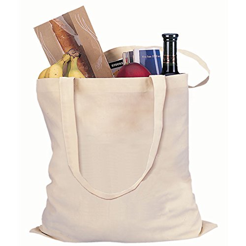 48 Pack 100% Cotton Blank Reusable Tote Bags - Bulk Natural Canvas Shopping Bags for Groceries, Events & DIY Crafts (4 Dozen)