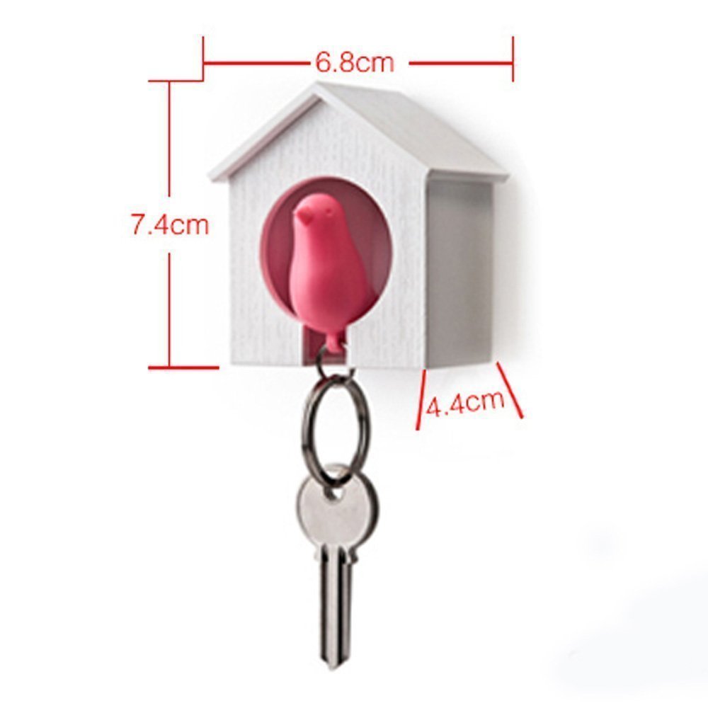 AKOAK White Mini Birdhouse with Yellow Bird Keychain - Safety Whistle for Outdoor Adventures, Hiking, Camping & Emergency Use