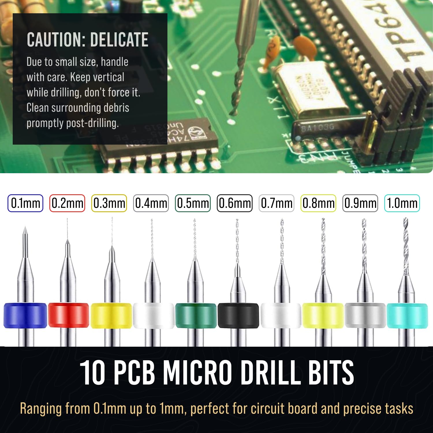 Precision Micro Drill Bits Set with Pin Vise - Small Hand Drill for PCB, Resin Beads & Polymer Clay | DIY Jewelry Making & Crafting Tools | Perfect for Miniature Models, Watch Repair & Electronic Projects