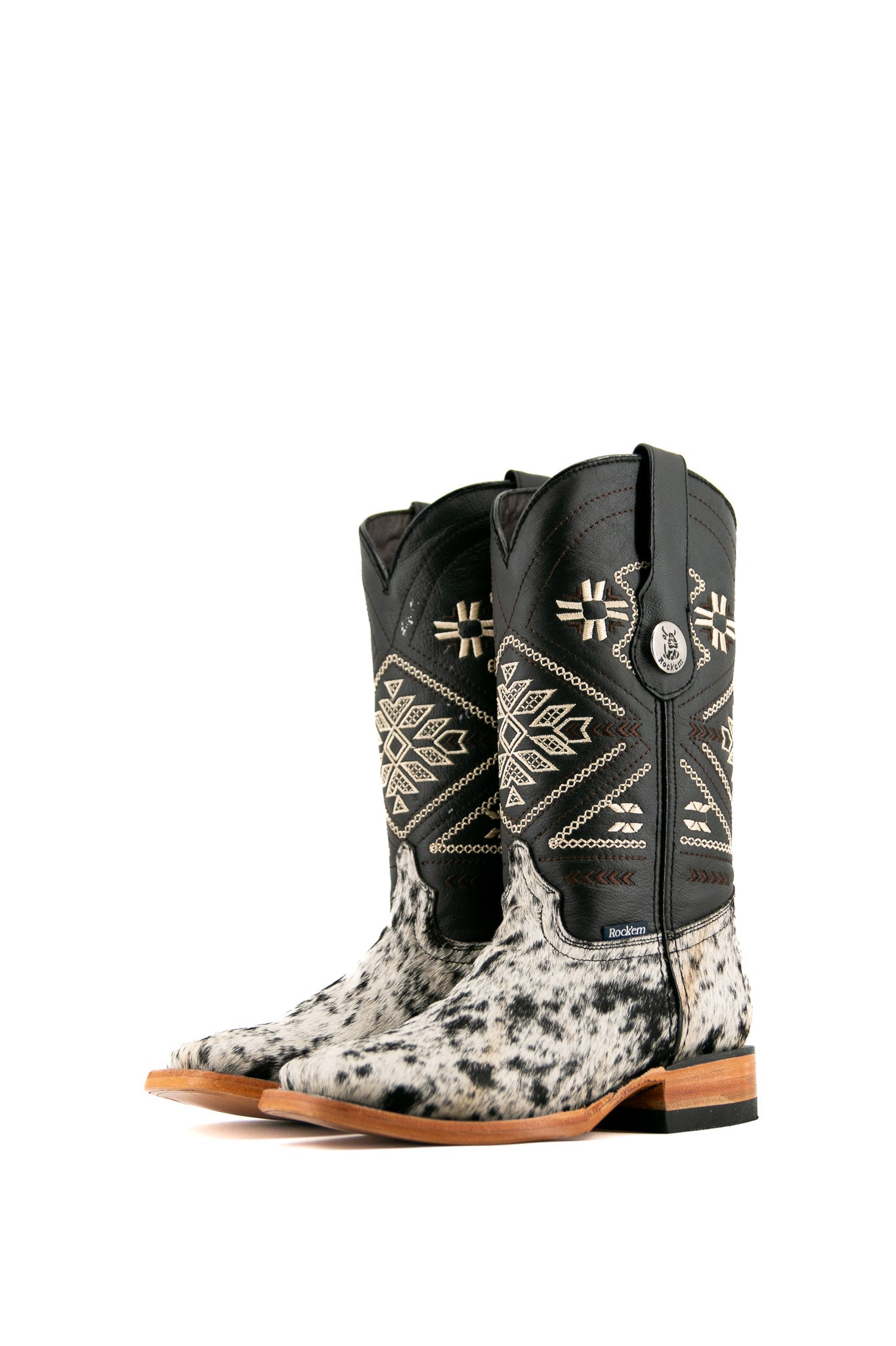 Women's Cowgirl Boots Square Toe Genuine Cowhide Size 5 - JW98 Box for Western Rides, Country Concerts & Fashion Outfits