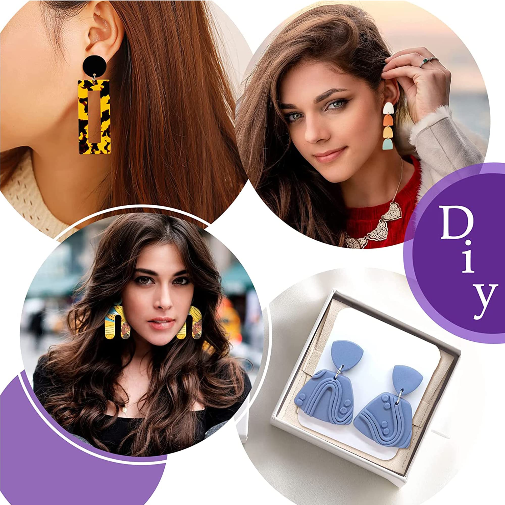 DIYOOHOMY 24 Pcs Polymer Clay Cutters - Metal Clay Earring Jewelry Making Kit with Geometric Flower Molds - Perfect for DIY Crafts, Handmade Jewelry & Polymer Clay Art Projects