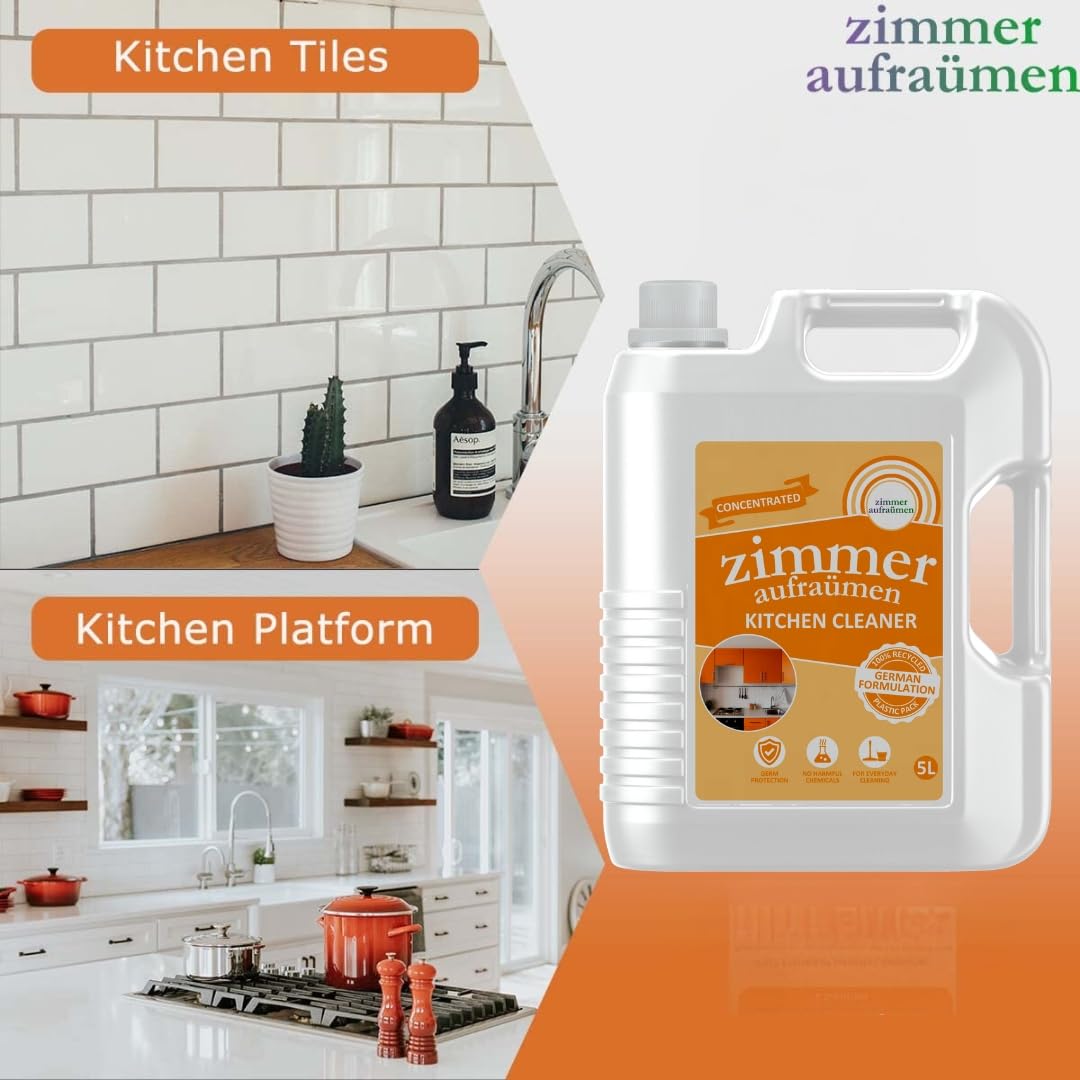 Powerful Kitchen Cleaner & Degreaser - Removes Oil, Grease, Food Stains & Grime | Deep Cleans Countertops, Tiles, Floors, Sinks & Marble Surfaces | 2L Bottle for Home & Restaurant Use