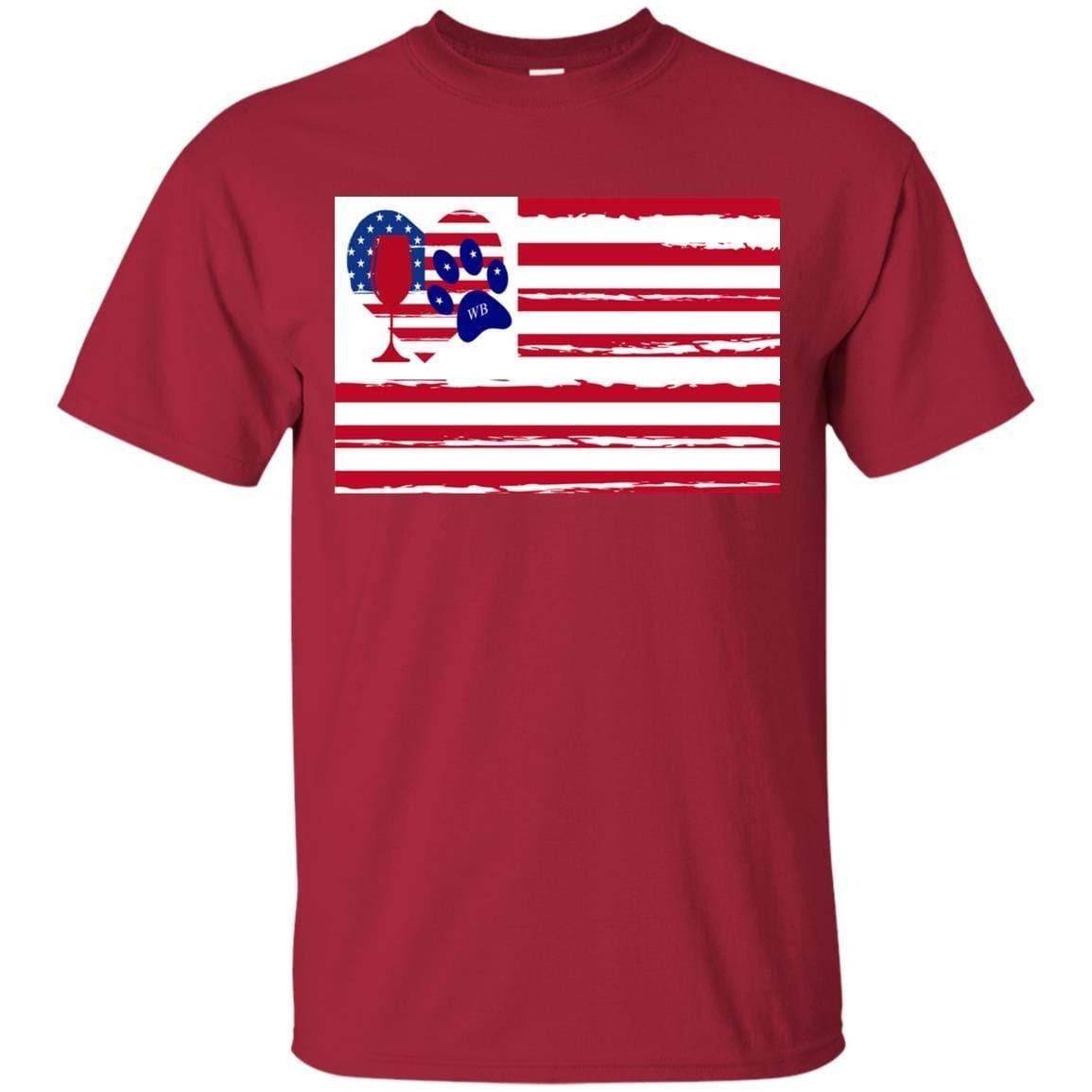American Flag Wine Paw Heart T-Shirt - Ultra Cotton Comfort for Patriotic Pet Lovers | Perfect for 4th of July, BBQ Parties & Dog-Themed Events