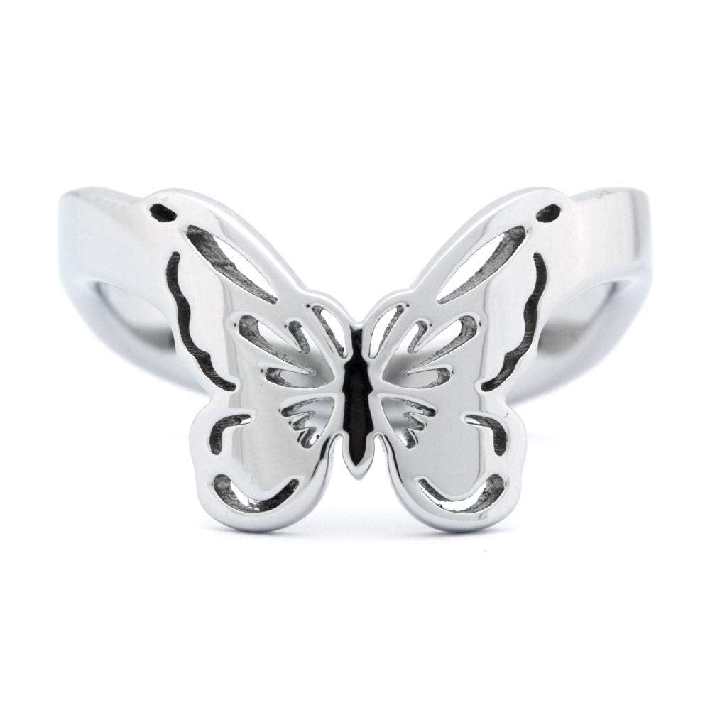 EVE'S ADDICTION Butterfly Cut Out Thumb Ring for Women, Sizes 7-10 | Adjustable Silver Stainless Steel Boho Jewelry | Perfect Gift for Mom, Wife, Girlfriend | Great for Everyday Wear, Parties & Special Occasions