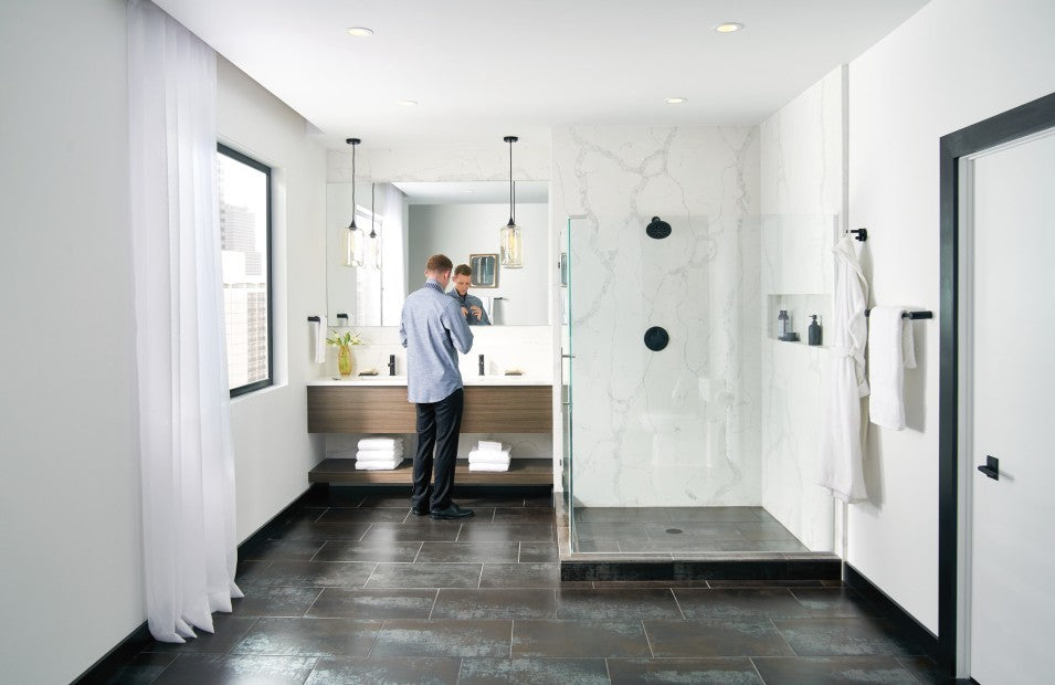 Moen Align 8-Inch Mini Towel Bar in Matte Black (YB0486BL) - Perfect for Bathroom, Kitchen, and Small Spaces