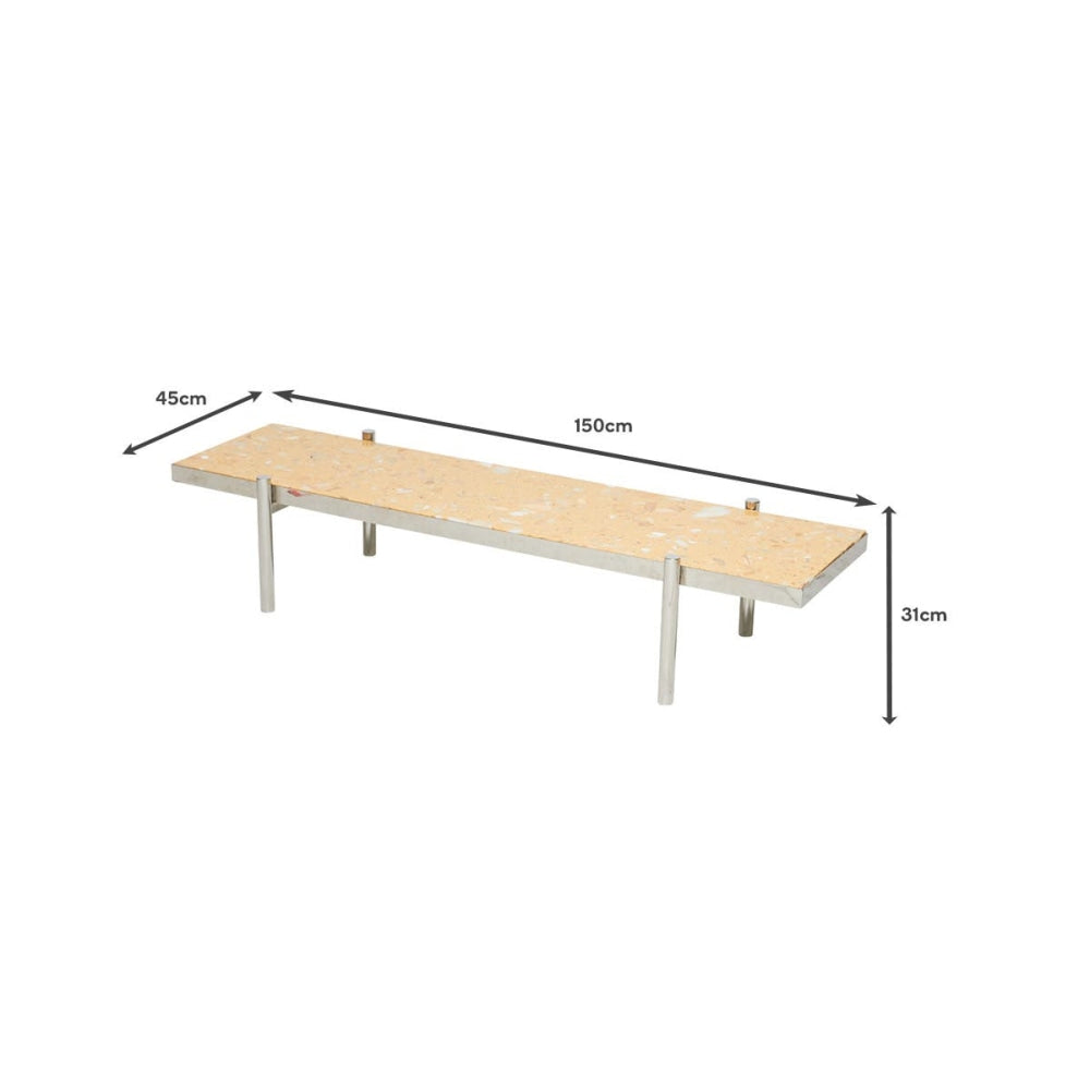 Chelsea Lowline Entertainment Unit TV Stand - 150cm Yellow Terrazzo Storage Cabinet with Shelves for Living Room, Bedroom & Home Theater