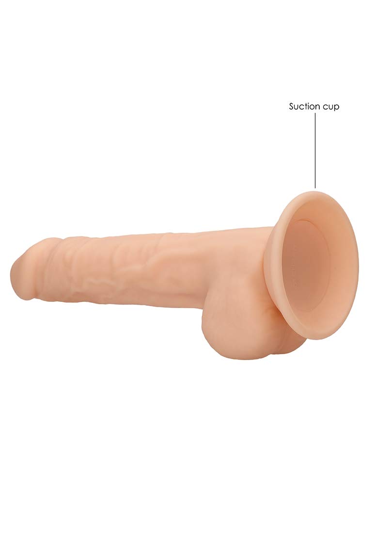 RealRock by Shots America - 9.5 Inch Realistic Silicone Dildo with Testicles - Soft Skin Feel - Body-Safe Adult Toy for Couples & Solo Play - Perfect for BDSM, Roleplay & Spicing Up Your Sex Life