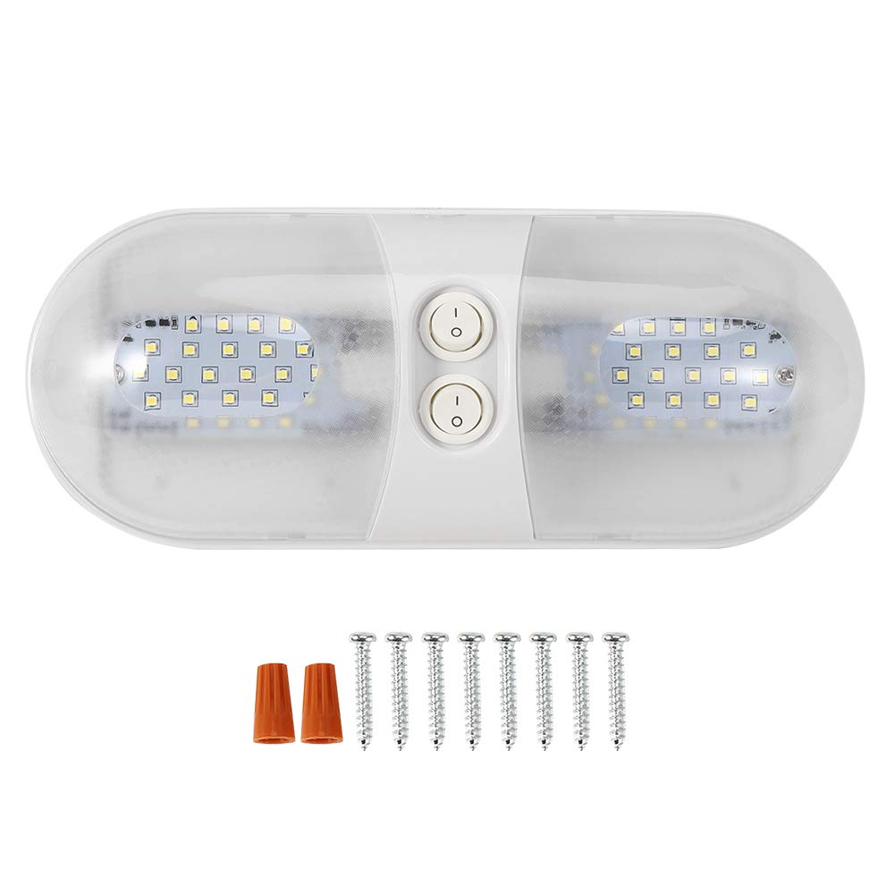 12V 800lm LED Dome Light - Oval Ceiling Lamp with Screw Nut Replacement for Car, RV, Trailer, Camper & Boat Interior Lighting | Waterproof & Durable for Night Driving & Camping Adventures