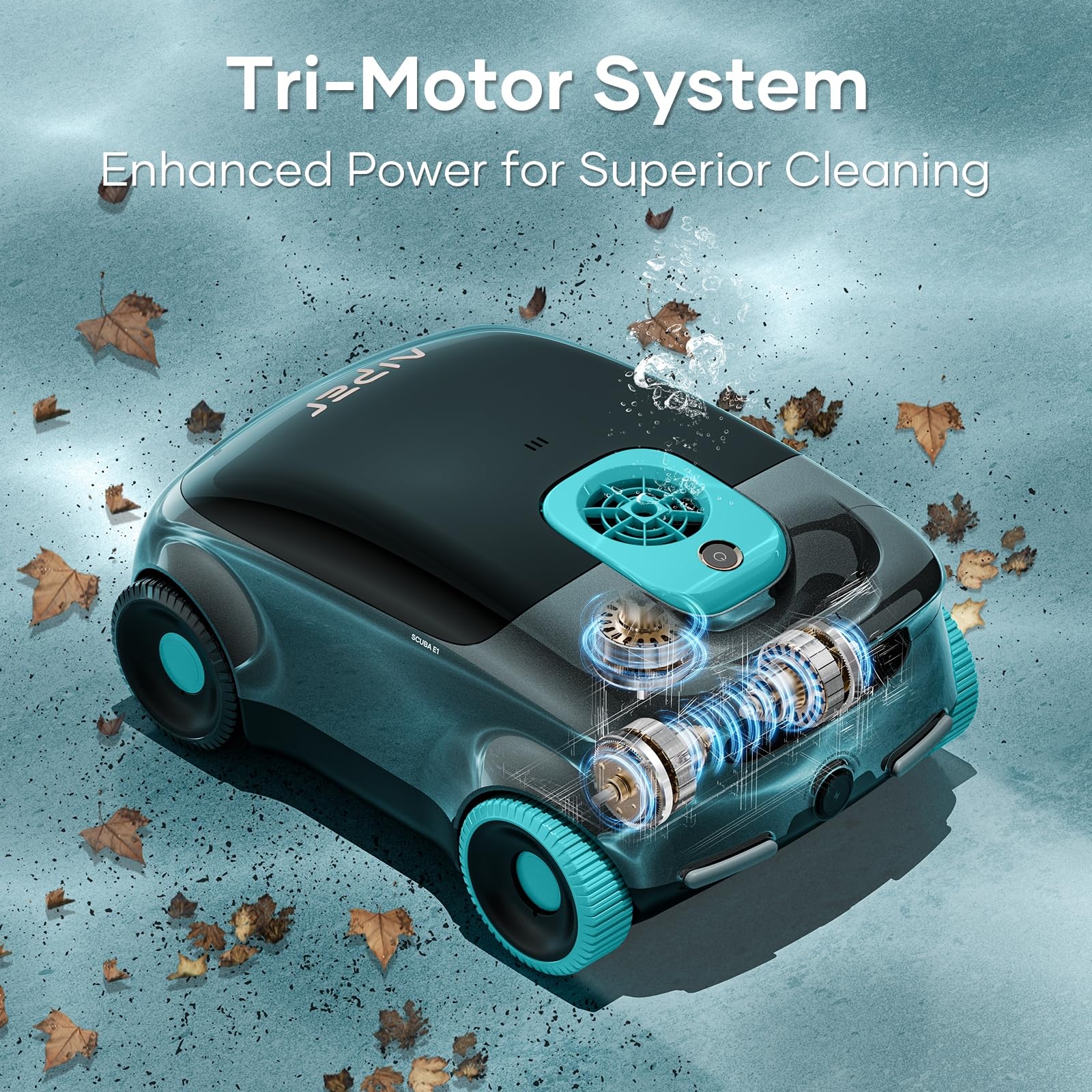 AIPER Scuba E1 Cordless Robotic Pool Cleaner - Powerful Tri-Motor Pool Vacuum with Advanced Filtration System for Above Ground Pools up to 1,100 Sq.ft (Renewed) | Automatic Cleaning for Inground & Above Ground Swimming Pools, Spas & Water Features