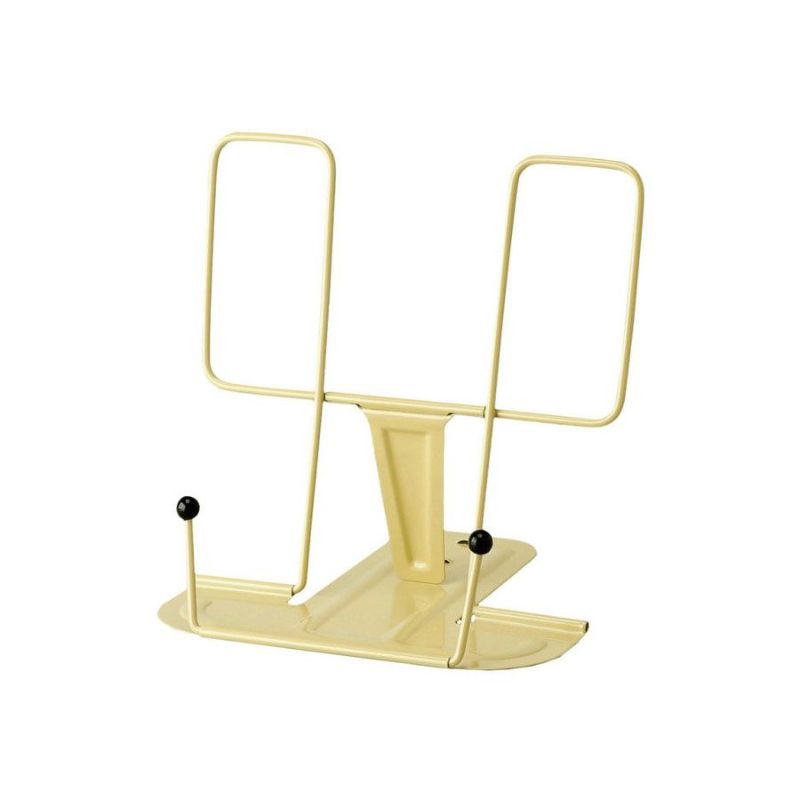 HIGHTIDE Metal Book Stand - Beige | Adjustable Reading Holder for Desk, Cookbook, Textbook & Office Use | Durable Bookrest for Study, Kitchen & Workspace