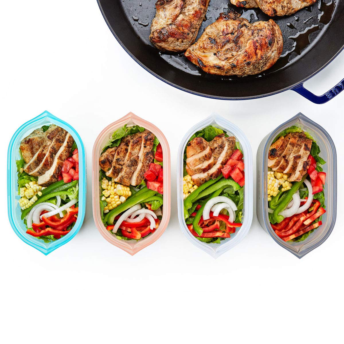 Eco-Friendly Reusable Silicone Food Storage Bags - Set of 8 Lavender BPA-Free Freezer & Microwave Safe Meal Prep Containers | Dishwasher Safe | Made in USA | Perfect for Lunch Packing, Sous Vide Cooking & Leftover Storage