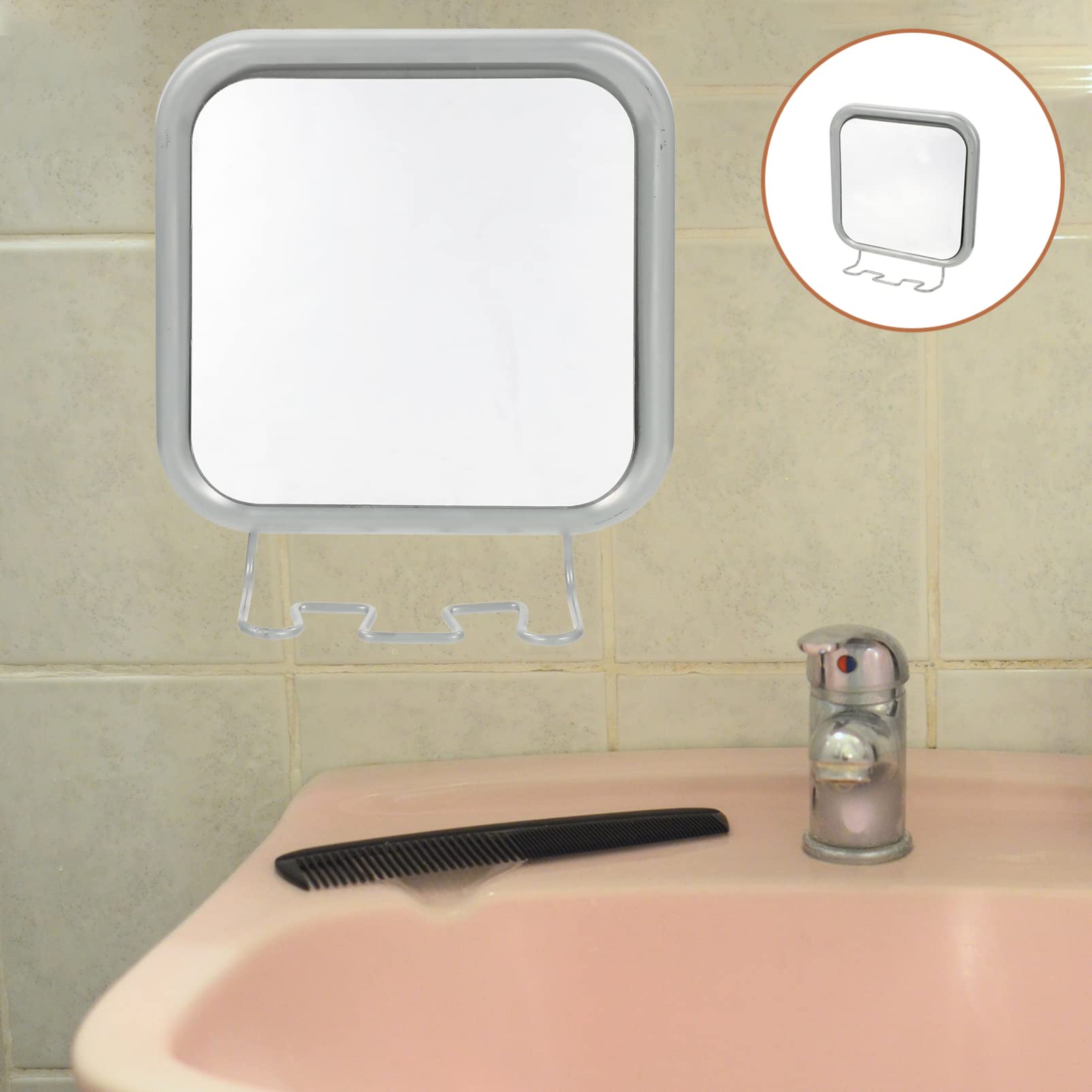 Fogless Shower Mirror with Suction Cup & Hook - Anti-Fog Shaving & Makeup Mirror for Bathroom, Travel, Vanity - Perfect for Shaving, Grooming, and Makeup Application in Wet Environments
