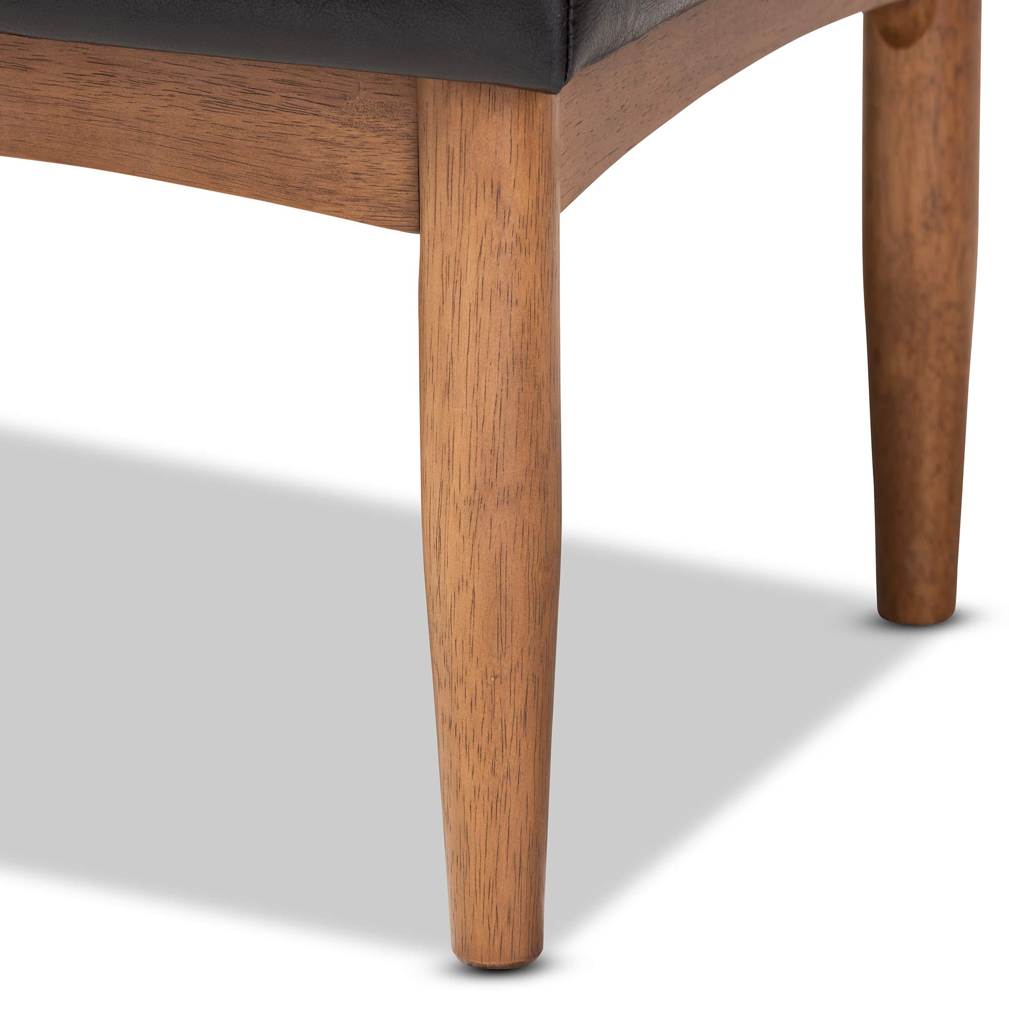 Baxton Studio Arvid Mid-Century Modern Dark Brown Faux Leather Upholstered Wood Dining Bench - Stylish Seating for Kitchen, Dining Room & Entryway
