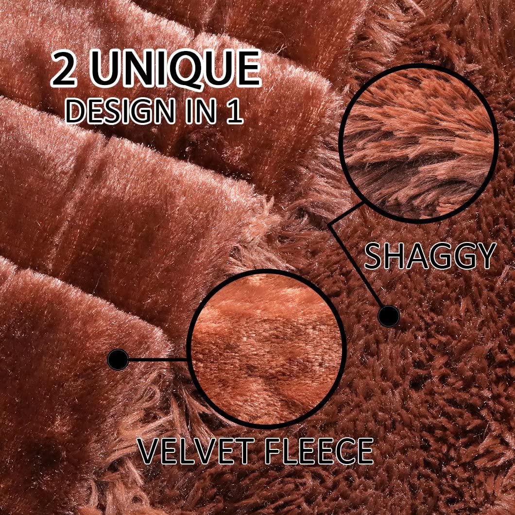 YUSOKI Brown Queen Size Faux Fur Blanket - 90
