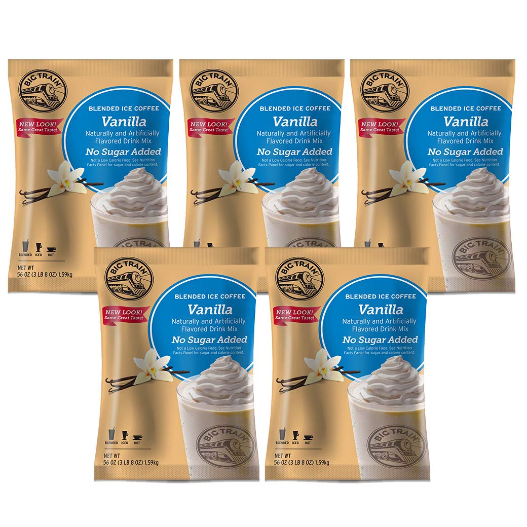 Big Train Blended Ice Coffee - 3.5 lb Bags (Case of 5) - Premium Single Flavor Cold Brew Coffee Mix - Perfect for Offices, Cafes & Home Coffee Bars
