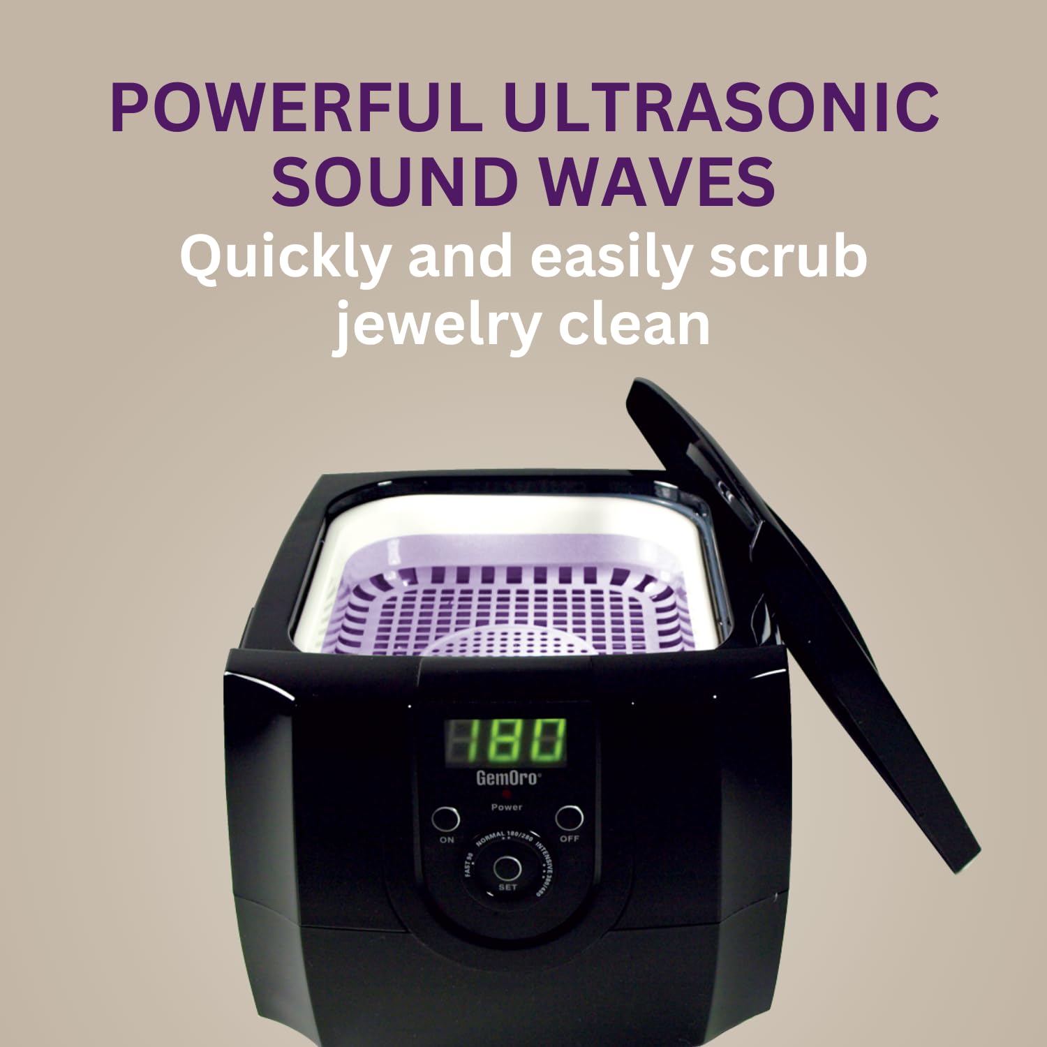 GemOro 1.2-Quart Ultrasonic Jewelry Cleaner with Digital Timer - Professional Cleaning Machine for Rings, Watches, Glasses & Earrings | Perfect for Home, Jewelry Stores & Spa Use (Model 1785)