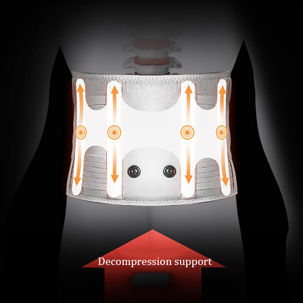Lumbar Support Belt with Magnetic Therapy & Vibration Massage - Far Infrared Heat for Back Pain Relief - Strong Posture Corrector (White) - Ideal for Office Work, Driving & Daily Activities