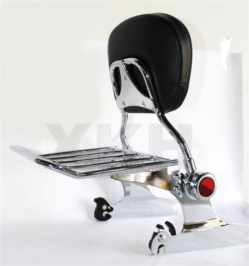 Chrome Sissy Bar Luggage Rack for Harley Davidson Softail Deluxe 2006-2017 - Heavy Duty Backrest & Storage Solution for Motorcycle Touring & Long Rides