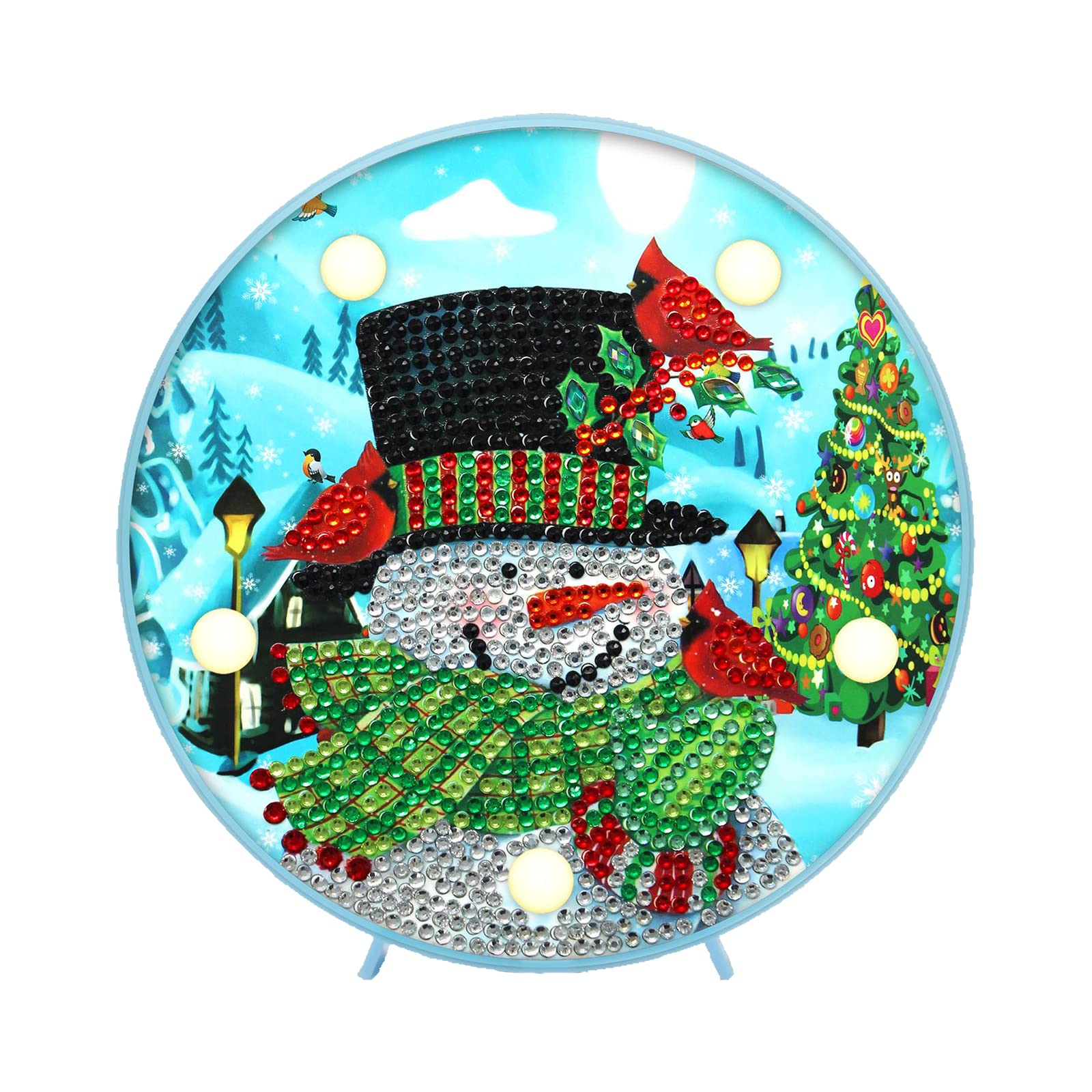 5D Diamond Painting Snowman LED Night Lamp - DIY Crystal Art Christmas Decor with Battery Power, Perfect for Bedside, Nightstand, Desk & Home Decoration | Ideal for Gifts, Bedroom Lighting & Holiday Ambiance